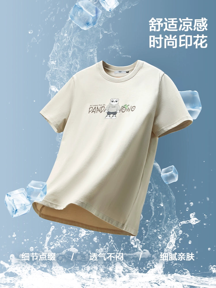 Hla T-shirt Short Sleeve Print Cool and Comfortable Panda
