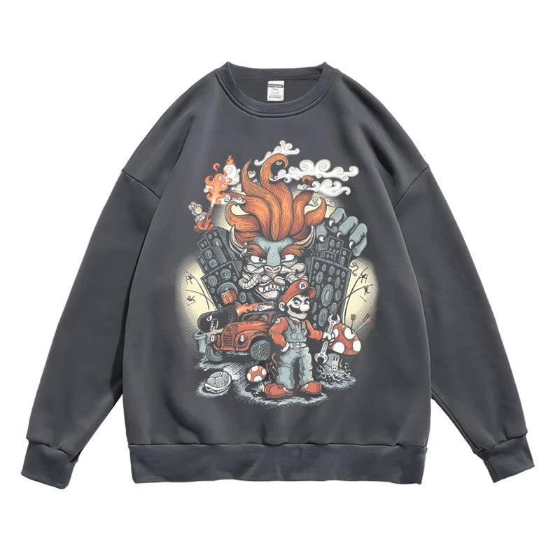 Men's and Women's Game Mario Spring and Autumn Sweater Cartoon