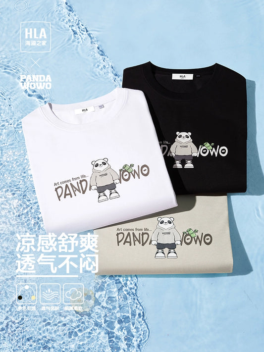 Hla T-shirt Short Sleeve Print Cool and Comfortable Panda